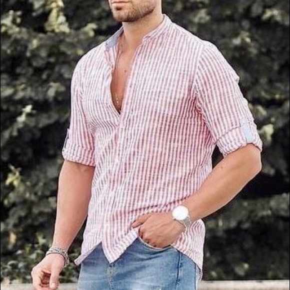 👔Men’s Casual Striped Long Sleeves Button Down👔 - Picture 8 of 16